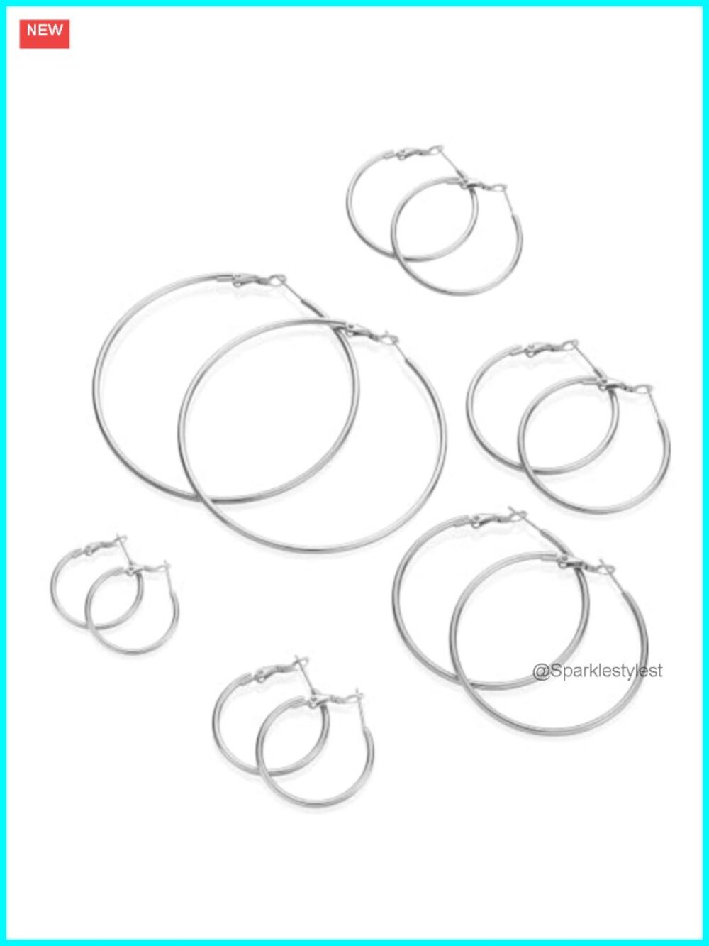 6 Pairs Stainless Steel Hoop Earrings Set for Women